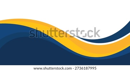 Abstract blue and yellow wavy shapes banner horizontal background for business decoration, banners and cover design
