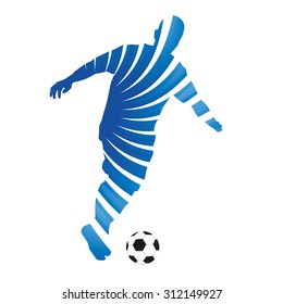 Abstract blue young vector soccer player