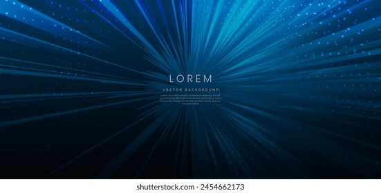 Abstractas azul zoom líneas velocidad diseño sobre fondo azul oscuro. Concepto de fondo de dibujos animados. Ilustración vectorial