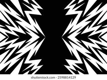 Abstract blueack and white background with spikes and zigzag narrow line pattern work