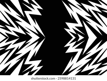 Abstract blueack and white background with spikes and zigzag narrow line pattern work