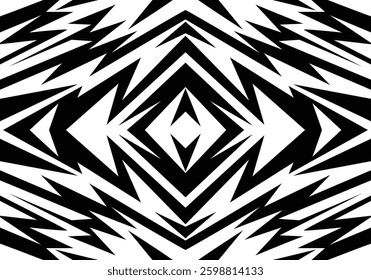 Abstract blueack and white background with spikes and zigzag narrow line pattern work