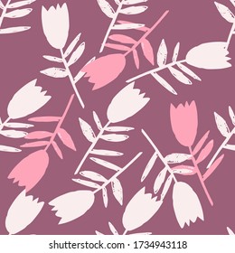 Abstract bluebell flowers seamless pattern. Floral endless wallpaper. Decorative backdrop for fabric design, textile print, wrapping paper, cover. Vector illustration 