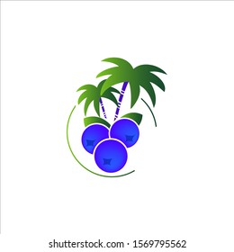 abstract blueberries and palm tree Vector logo design template. 