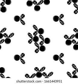 Abstract blueberry seamless pattern in black and white colors. Textured, block trendy style. Vector illustration for fashion fabric, wrapping, packaging, surface design, home decor.