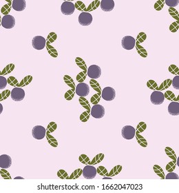 Abstract blueberry seamless pattern of mude colors. Textured, block trendy style. Vector illustration for fashion fabric, wrapping, packaging, surface design, home decor.