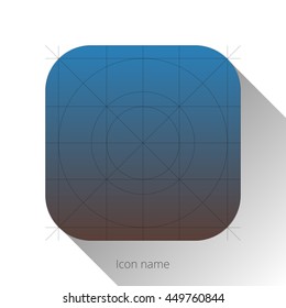 Abstract blue-brown app icon, blank button template with flat designed shadow and gradient background for internet sites, web user interfaces and applications. Vector illustration.