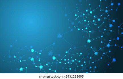 Abstract blueconnecting dots and lines connection science with blank space design technology background vector illustration.
