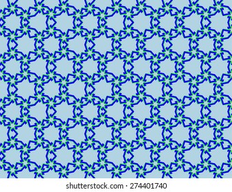 Abstract blue-green chain seamless pattern with blue-silver background