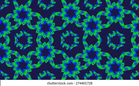 Abstract blue-green geometric elements seamless pattern with radial gradient effect