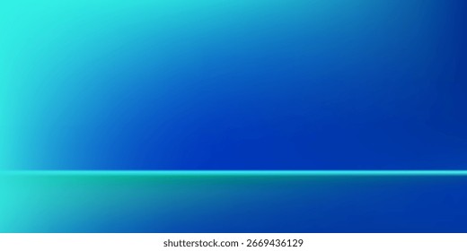 Abstractas sala de estudio degradado azul-verde, patrón de fondo abstracto, paredes y piso reflejan luces de neón, tonos oscuros y se siente simple diseño abstracto