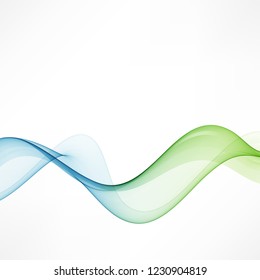 
Abstract blue-green wave stream on white background.