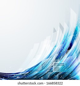 abstract blue-grey design elements on a light background.