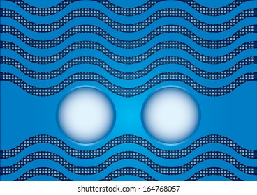 Abstract bluel background with dots and waves