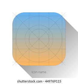 Abstract blue-orange app icon,blank button template with flat designed shadow and gradient background for user interfaces and applications. Vector illustration.