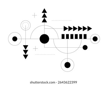 Abstract Blueprint Futuristic Design Black and White. Graphic elements and concepts for industrial illustration vector art