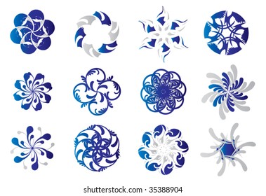 Iconos abstractos de plata azul