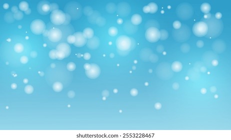 Abstractas fondo azul con efecto de luz borrosa bokeh. Fondo de luz suave bokeh de nieve de invierno, partículas bokeh, decoración de fondo. Ilustración vectorial.