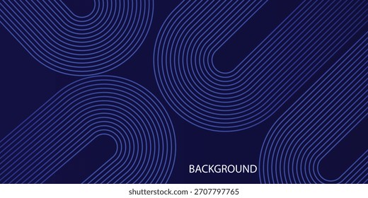 Abstrakter blauer Hintergrund. Geometrisches Muster für runde Linien. Moderne glänzende blaue Farbverlauf-Linien. Futuristische Technologie Grafikdesign. lebendiger Farbverlauf-Hintergrund Vektor.Digitale moderne Tapete Design 