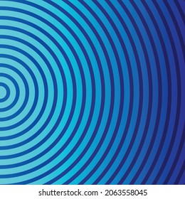 Abstract bluish circular lines background. Modern geometric halftone design pattern, vector illustration of circular lines on blue gradient background. Eps 10 Vector