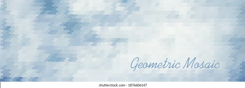 Abstract bluish grey geometric mosaic pattern. Tiled vector graphic background