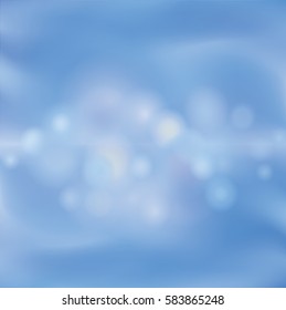 Abstract blur background. Blue sky wallpaper. Water waves and bubbles pattern.