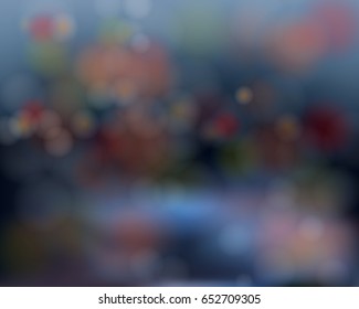 Abstract blur background with blurred bokeh on dark blue, vector