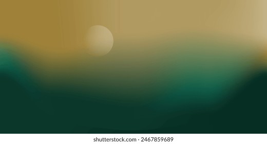 Abstract blur background. Dark green and gold color combination. Smooth template for graphic design. Vector illustration