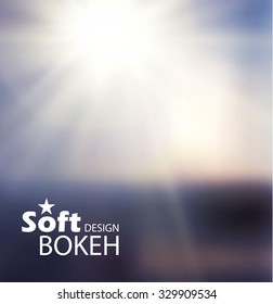 Abstract Blur Background. Soft Landscape with Shining Sun. Screen Design. Vector illustration