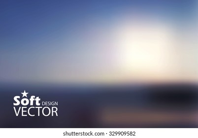 Abstract Blur Background. Soft Landscape with Shining Sun. Screen Design. Vector illustration