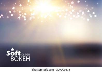Abstract Blur Background. Soft Landscape with Shining Sun. Screen Design. Vector illustration