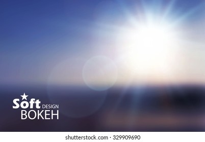Abstract Blur Background. Soft Landscape with Shining Sun. Screen Design. Vector illustration