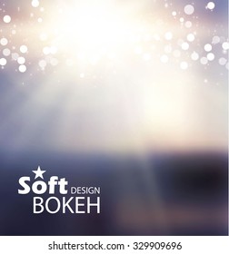 Abstract Blur Background. Soft Landscape with Shining Sun. Screen Design. Vector illustration