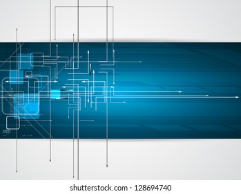 Abstract blur blue Technology circuit background vector illustration banner