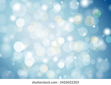 Abstract blur bokeh with lights on blue background. Vector illustration