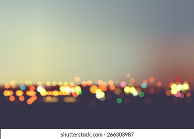 Abstract Blur Bokeh In Night City Background