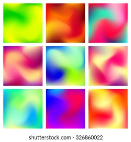 Abstract blur color gradient backgrounds set for design concepts, web, presentations, banners, posters and prints. Vector illustration.