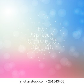 Abstract blur color light background. Bokeh effect. Spring background. Blue and pink colors. Vector illustration