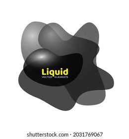 Abstract blur free form black-white colors. Fluid organic monochrome shapes. Volumetric design elements with soft transition effect. Vector illustration