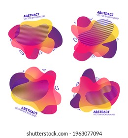 Abstract blur free forms set. Flowing liquid soft transition dynamic forms and lines. Fluid organic colorful graphic elements for the design. Vector template illustration
