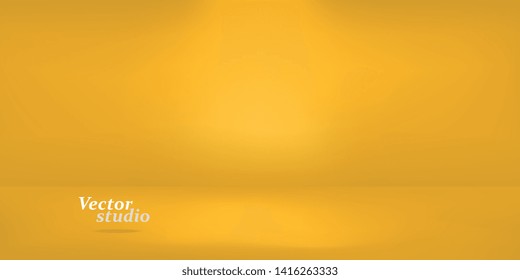Abstract blur golden background. Empty gold studio with lights and shadows. 3d vector illustration