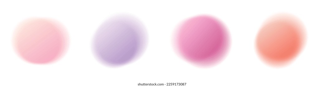 Abstract blur gradient circles set  Light color round shapes set  Vector isolated illustration