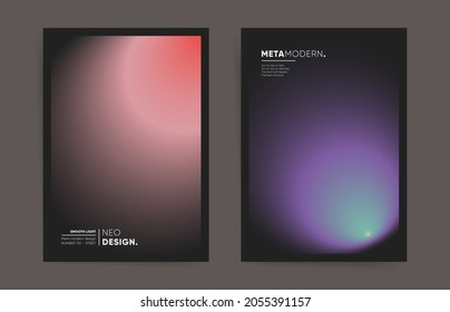 Abstract blur gradient cover template design set with black background for poster, brochure, flyer, home decor. Smooth circular gradient fashion concept. Vector a4 aesthetics premium duotone layout.
