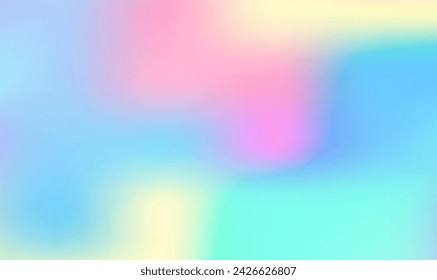 Abstract blur holographic rainbow foil iridescent background. Holographic rainbow background. Pearlescent Gradient. Kawaii Light. Unicorn background for wallpapers, presentations, prints. Vector EPS10