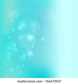 Abstract blur light blue sky or aqua background, blurred turquoise water with sunny elements, vector illustration for calm design and morning motivation