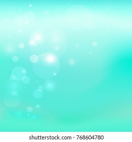 Abstract blur light blue sky or aqua background, blurred turquoise water with sunny elements, vector illustration for calm design and morning motivation