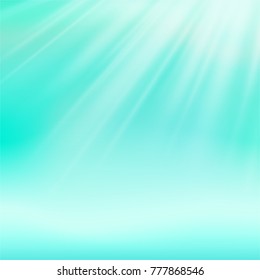 Abstract blur light blue sky or aqua background, blurred turquoise water with sunny elements, vector illustration for calm design and morning motivation