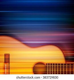 abstract blur music background with acoustic guitar