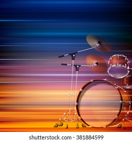 abstract blur music background with drum kit