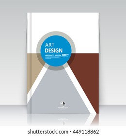Abstract blurb theme. Text frame surface. A4 brochure cover design. Title sheet model. Creative front page. Banner form texture. Blue round, colored triangle figure icon. Flyer fiber font. Vector art